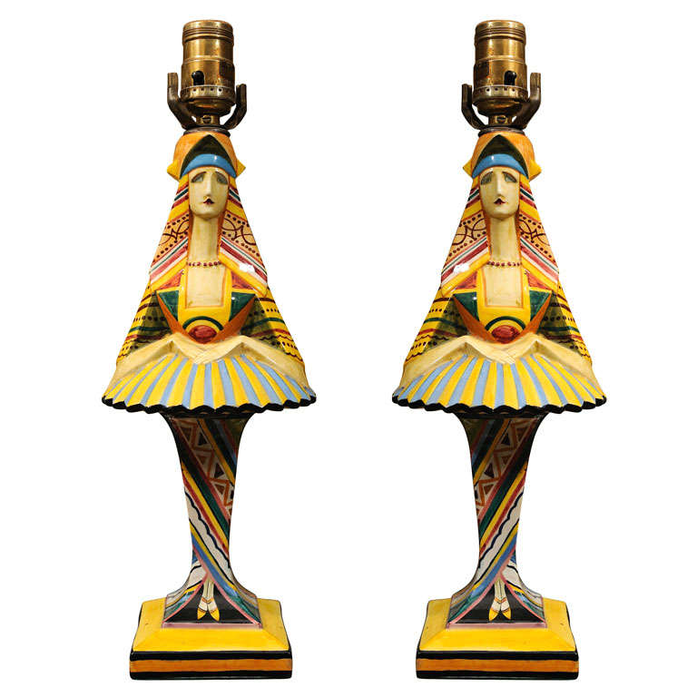 Italian Futurist Style Pair Of Table Lamps For Sale